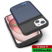Load image into Gallery viewer, iPhone 15 Battery Case, PunkJuice 5000mAH Fast Charging Power Bank W/ Screen Protector | [Navy Blue]
