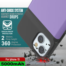 Load image into Gallery viewer, iPhone 15 Battery Case, PunkJuice 5000mAH Fast Charging Power Bank W/ Screen Protector | [Purple]
