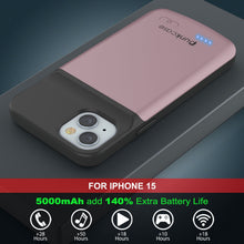 Load image into Gallery viewer, iPhone 15 Battery Case, PunkJuice 5000mAH Fast Charging Power Bank W/ Screen Protector | [Rose-Gold]
