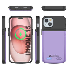 Load image into Gallery viewer, iPhone 15 Battery Case, PunkJuice 5000mAH Fast Charging Power Bank W/ Screen Protector | [Purple]
