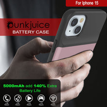Load image into Gallery viewer, iPhone 15 Battery Case, PunkJuice 5000mAH Fast Charging Power Bank W/ Screen Protector | [Rose-Gold]
