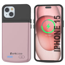 Load image into Gallery viewer, iPhone 15 Battery Case, PunkJuice 5000mAH Fast Charging Power Bank W/ Screen Protector | [Rose-Gold]

