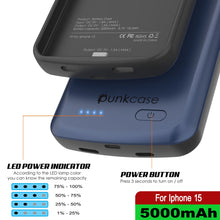 Load image into Gallery viewer, iPhone 15 Battery Case, PunkJuice 5000mAH Fast Charging Power Bank W/ Screen Protector | [Navy Blue]

