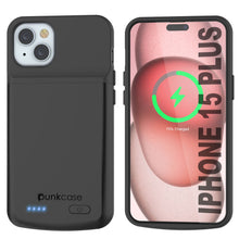 Load image into Gallery viewer, iPhone 15 Plus Battery Case, PunkJuice 5000mAH Fast Charging Power Bank W/ Screen Protector | [Black]
