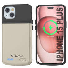 Load image into Gallery viewer, iPhone 15 Plus Battery Case, PunkJuice 5000mAH Fast Charging Power Bank W/ Screen Protector | [Gold]
