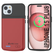 Load image into Gallery viewer, iPhone 15 Plus Battery Case, PunkJuice 5000mAH Fast Charging Power Bank W/ Screen Protector | [Red]
