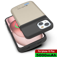 Load image into Gallery viewer, iPhone 15 Plus Battery Case, PunkJuice 5000mAH Fast Charging Power Bank W/ Screen Protector | [Gold]
