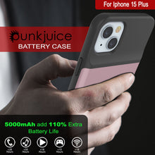 Load image into Gallery viewer, iPhone 15 Plus Battery Case, PunkJuice 5000mAH Fast Charging Power Bank W/ Screen Protector | [Rose-Gold]
