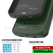 Load image into Gallery viewer, iPhone 15 Pro Battery Case, PunkJuice 5000mAH Fast Charging Power Bank W/ Screen Protector | [Green]
