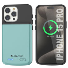Load image into Gallery viewer, iPhone 15 Pro Battery Case, PunkJuice 5000mAH Fast Charging Power Bank W/ Screen Protector | [Teal]
