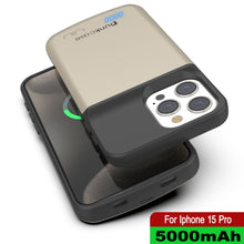 Load image into Gallery viewer, iPhone 15 Pro Battery Case, PunkJuice 5000mAH Fast Charging Power Bank W/ Screen Protector | [Gold]
