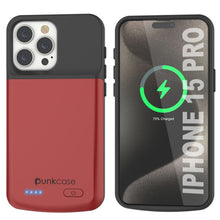 Load image into Gallery viewer, iPhone 15 Pro Battery Case, PunkJuice 5000mAH Fast Charging Power Bank W/ Screen Protector | [Red]
