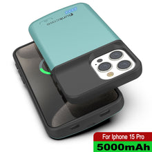 Load image into Gallery viewer, iPhone 15 Pro Battery Case, PunkJuice 5000mAH Fast Charging Power Bank W/ Screen Protector | [Teal]
