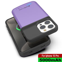 Load image into Gallery viewer, iPhone 15 Pro Battery Case, PunkJuice 5000mAH Fast Charging Power Bank W/ Screen Protector | [Purple]
