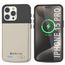 Load image into Gallery viewer, iPhone 15 Pro Battery Case, PunkJuice 5000mAH Fast Charging Power Bank W/ Screen Protector | [Gold]
