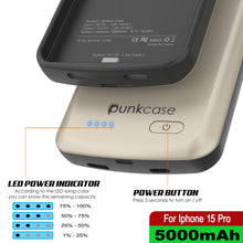 Load image into Gallery viewer, iPhone 15 Pro Battery Case, PunkJuice 5000mAH Fast Charging Power Bank W/ Screen Protector | [Gold]
