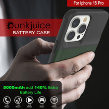 Load image into Gallery viewer, iPhone 15 Pro Battery Case, PunkJuice 5000mAH Fast Charging Power Bank W/ Screen Protector | [Green]
