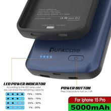 Load image into Gallery viewer, iPhone 15 Pro Battery Case, PunkJuice 5000mAH Fast Charging Power Bank W/ Screen Protector | [Navy Blue]

