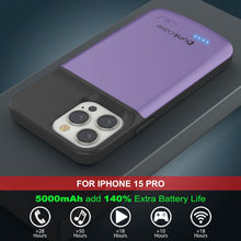 Load image into Gallery viewer, iPhone 15 Pro Battery Case, PunkJuice 5000mAH Fast Charging Power Bank W/ Screen Protector | [Purple]
