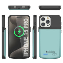 Load image into Gallery viewer, iPhone 15 Pro Battery Case, PunkJuice 5000mAH Fast Charging Power Bank W/ Screen Protector | [Teal]
