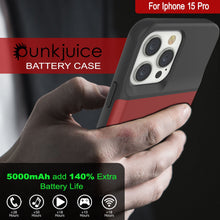 Load image into Gallery viewer, iPhone 15 Pro Battery Case, PunkJuice 5000mAH Fast Charging Power Bank W/ Screen Protector | [Red]
