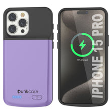 Load image into Gallery viewer, iPhone 15 Pro Battery Case, PunkJuice 5000mAH Fast Charging Power Bank W/ Screen Protector | [Purple]
