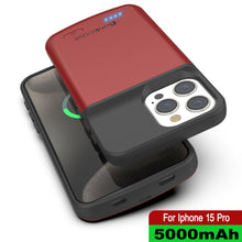 Load image into Gallery viewer, iPhone 15 Pro Battery Case, PunkJuice 5000mAH Fast Charging Power Bank W/ Screen Protector | [Red]
