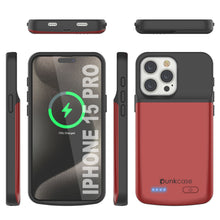 Load image into Gallery viewer, iPhone 15 Pro Battery Case, PunkJuice 5000mAH Fast Charging Power Bank W/ Screen Protector | [Red]
