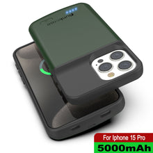 Load image into Gallery viewer, iPhone 15 Pro Battery Case, PunkJuice 5000mAH Fast Charging Power Bank W/ Screen Protector | [Green]
