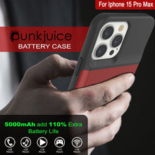Load image into Gallery viewer, iPhone 15 Pro Max Battery Case, PunkJuice 5000mAH Fast Charging Power Bank W/ Screen Protector | [Red]
