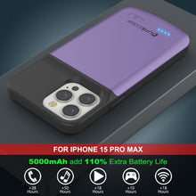 Load image into Gallery viewer, iPhone 15 Pro Max Battery Case, PunkJuice 5000mAH Fast Charging Power Bank W/ Screen Protector | [Purple]
