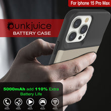 Load image into Gallery viewer, iPhone 15 Pro Max Battery Case, PunkJuice 5000mAH Fast Charging Power Bank W/ Screen Protector | [Gold]
