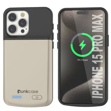 Load image into Gallery viewer, iPhone 15 Pro Max Battery Case, PunkJuice 5000mAH Fast Charging Power Bank W/ Screen Protector | [Gold]

