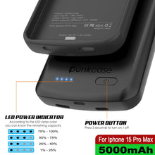 Load image into Gallery viewer, iPhone 15 Pro Max Battery Case, PunkJuice 5000mAH Fast Charging Power Bank W/ Screen Protector | [Black]
