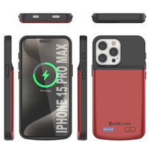 Load image into Gallery viewer, iPhone 15 Pro Max Battery Case, PunkJuice 5000mAH Fast Charging Power Bank W/ Screen Protector | [Red]
