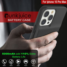 Load image into Gallery viewer, iPhone 15 Pro Max Battery Case, PunkJuice 5000mAH Fast Charging Power Bank W/ Screen Protector | [Black]
