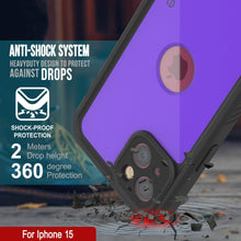 Load image into Gallery viewer, iPhone 16 Waterproof IP68 Case, Punkcase [Purple] [StudStar Series] [Slim Fit] [Dirtproof]
