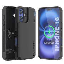 Load image into Gallery viewer, iPhone 16 Battery Case, PunkJuice 5000mAH Fast Charging MagSafe Power Bank W/ Screen Protector | [Black]
