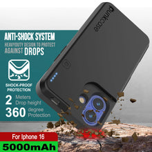 Load image into Gallery viewer, iPhone 16 Battery Case, PunkJuice 5000mAH Fast Charging MagSafe Power Bank W/ Screen Protector | [Black]
