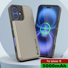 Load image into Gallery viewer, iPhone 16 Battery Case, PunkJuice 5000mAH Fast Charging MagSafe Power Bank W/ Screen Protector | [Gold]
