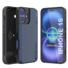 Load image into Gallery viewer, iPhone 16 Battery Case, PunkJuice 5000mAH Fast Charging MagSafe Power Bank W/ Screen Protector | [Navy Blue]
