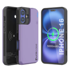Load image into Gallery viewer, iPhone 16 Battery Case, PunkJuice 5000mAH Fast Charging MagSafe Power Bank W/ Screen Protector | [Purple]
