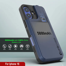 Load image into Gallery viewer, iPhone 16 Battery Case, PunkJuice 5000mAH Fast Charging MagSafe Power Bank W/ Screen Protector | [Navy Blue]
