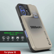 Load image into Gallery viewer, iPhone 16 Battery Case, PunkJuice 5000mAH Fast Charging MagSafe Power Bank W/ Screen Protector | [Gold]
