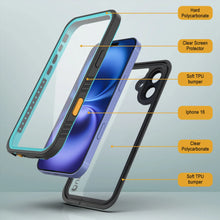 Load image into Gallery viewer, iPhone 16 Waterproof Case, Punkcase [Extreme Series] Armor Cover W/ Built In Screen Protector [Teal]
