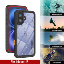 Load image into Gallery viewer, iPhone 16 Waterproof Case, Punkcase [Extreme Series] Armor Cover W/ Built In Screen Protector [Red]

