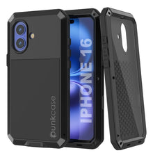 Load image into Gallery viewer, iPhone 16 Metal Case, Heavy Duty Military Grade Armor Cover [shock proof] Full Body Hard [Black]
