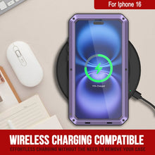 Load image into Gallery viewer, iPhone 16 Metal Case, Heavy Duty Military Grade Armor Cover [shock proof] Full Body Hard [Purple]
