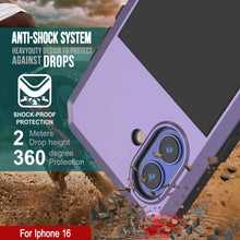 Load image into Gallery viewer, iPhone 16 Metal Case, Heavy Duty Military Grade Armor Cover [shock proof] Full Body Hard [Purple]
