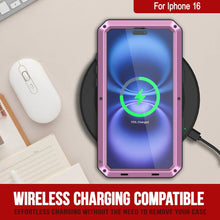 Load image into Gallery viewer, iPhone 16 Metal Case, Heavy Duty Military Grade Armor Cover [shock proof] Full Body Hard [Pink]
